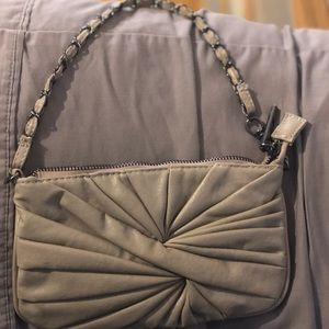 Beige leather clutch purse